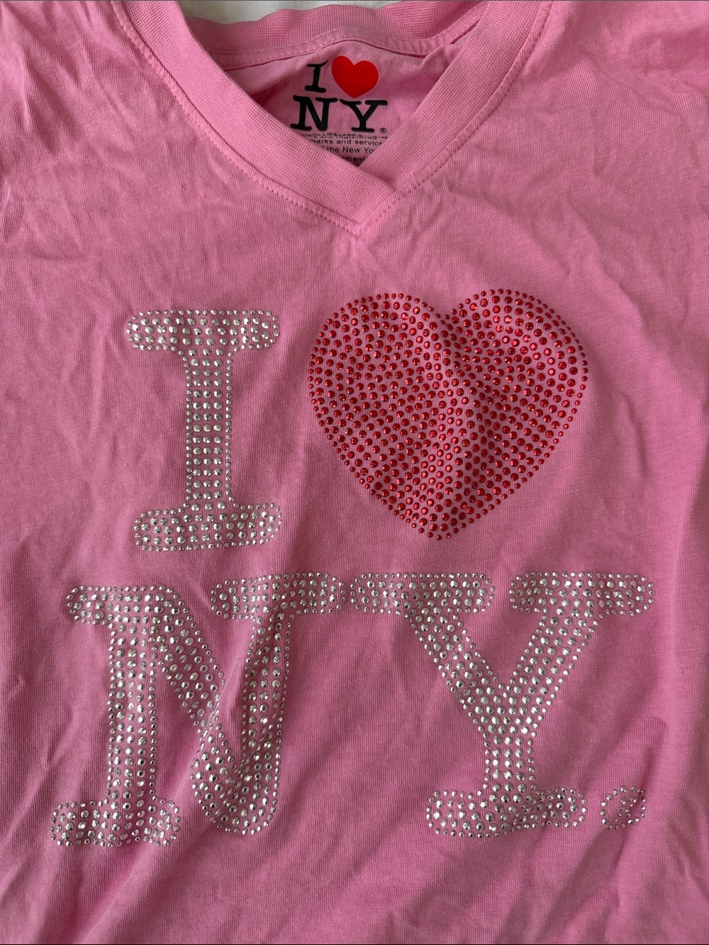 Bedazzled NY pink tee